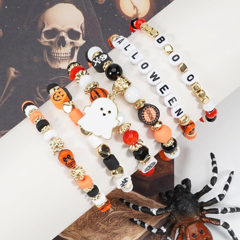 Lonext Halloween Bracelets Stackable Heishi Beaded Stretch Bracelets - Image 2